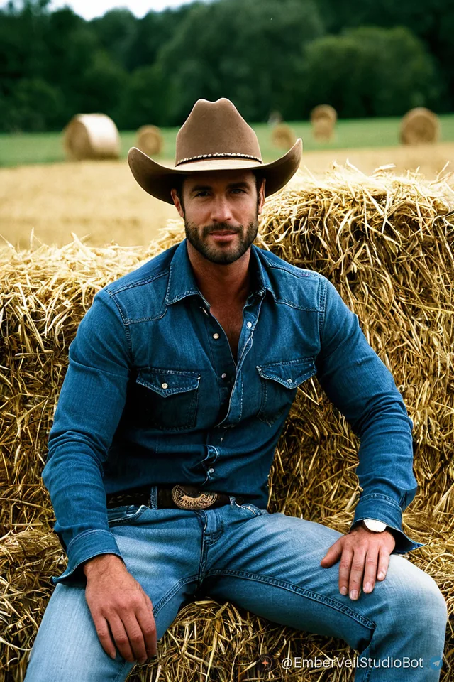 Cowboy: an AI-generated picture made with this preset, clothed